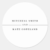 Wit & Zwart Eenvoudig Minimalistisch Naam Lijn Bru Ronde Sticker (Voorkant)