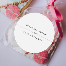 Wit & Zwart Eenvoudig Minimalistisch Naam Lijn Bru Ronde Sticker