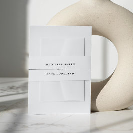 Wit & Zwart Eenvoudig Minimalistisch Naam Lijn Bru Uitnodigingen Wikkel