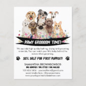 Wit Zwart Eenvoudige Bloemen Geïllustreerde Hond G Flyer (Voorkant)