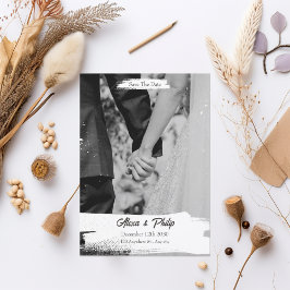 Wit Zwart Eenvoudige Minimalistische Bruiloft Kaart