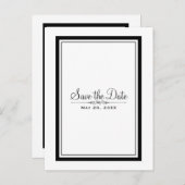 Wit & Zwart Elegant Chic Huwelijk Bewaar de Datum Aankondigingskaart (Voorkant / Achterkant)