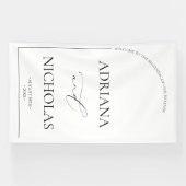 Wit & Zwart Elegant Huwelijk Welkom Spandoek (Horizontaal)