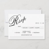 Wit & Zwart Elegant Script Bruiloft RSVP (Voorkant)