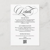 Wit & Zwart Elegant Script Trouwdetails Informatiekaartje (Voorkant)