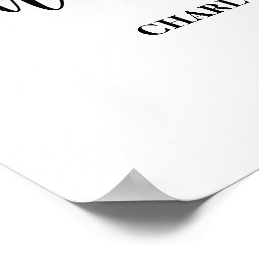 Wit zwart elegant script welkom afstuderen poster (Hoek)