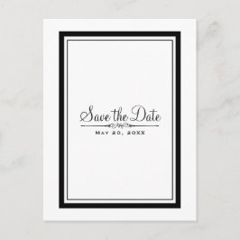Wit & Zwart Elegante Chic Trouwkaart 'Save the Dat Aankondigingskaart
