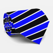 Wit, zwart en blauw diagonaal gestreept Stropdas (Opgerold)