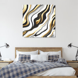 Wit, Zwart en Goud Celestiaal Naadloos Patroon Canvas Afdruk