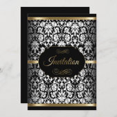 Wit-, Zwart- en Goud Feest Template | Uitnodiging (Voorkant / Achterkant)