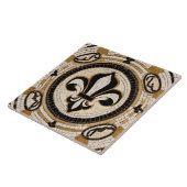 Wit Zwart en Goud Fleur de Lis Faux Mosaic Tegeltje (Zijkant)