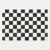 Wit Zwart en Goud Marmeren Checkerboard Inpakpapier Vel (Voorkant 2)