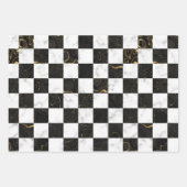 Wit Zwart en Goud Marmeren Checkerboard Inpakpapier Vel (Voorkant)
