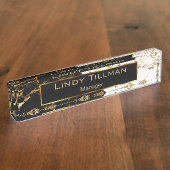 Wit, zwart en gouden design naambordje (Zijkant)