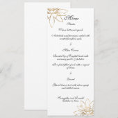 Wit, zwart en gouden trouwdiner menukaart kaart (Voorkant / Achterkant)