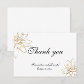 Wit, zwart en gouden trouwkaart voor dankbetuiging kaart (Voorkant / Achterkant)