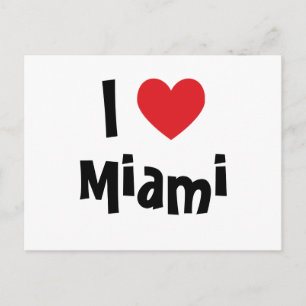 Wit Zwart en Rode Hart Ik Hou van Miami Briefkaart