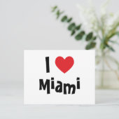 Wit Zwart en Rood Hart I Love Miami Briefkaart (Staand voorkant)