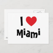 Wit Zwart en Rood Hart I Love Miami Briefkaart (Voorkant / Achterkant)