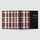 Wit, Zwart en Rood Schots Tartan Bruiloft Gastenboek (Volledig)