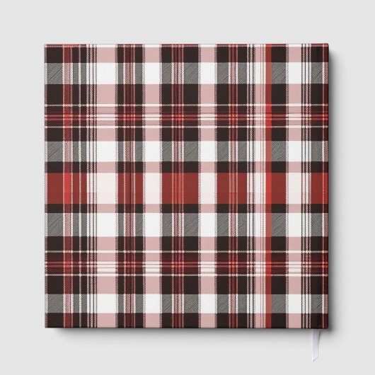 Wit, Zwart en Rood Schots Tartan Bruiloft Gastenboek (Achterkant)