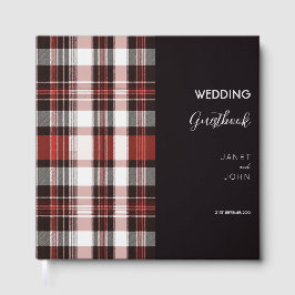 Wit, Zwart en Rood Schots Tartan Bruiloft Gastenboek