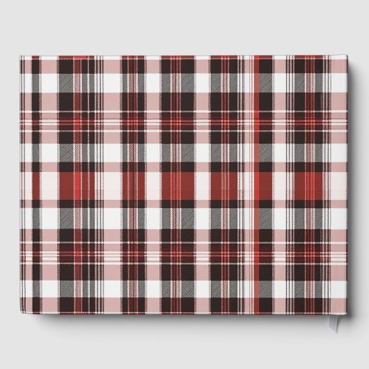 Wit, Zwart en Rood Schots Tartan Bruiloft Gastenboek (Achterkant)