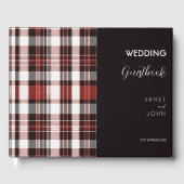 Wit, Zwart en Rood Schots Tartan Bruiloft Gastenboek (Voorkant)