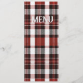 Wit, Zwart en Rood Schots Tartan Bruiloft Menu (Achterkant)