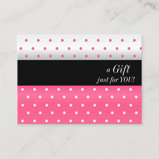 Wit, zwart en roze cadeaubon kortingskaartje (Voorkant)