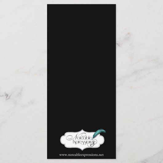 Wit Zwart en Zilver Damask Bruiloft Menu (Achterkant)