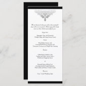 Wit Zwart en Zilver Damask Bruiloft Menu (Voorkant / Achterkant)