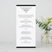 Wit Zwart en Zilver Damask Bruiloft Menu (Staand voorkant)