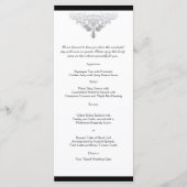 Wit Zwart en Zilver Damask Bruiloft Menu (Voorkant)