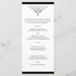 Wit Zwart en Zilver Damask Bruiloft Menu