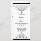 Wit Zwart en Zilver Damask Trouwprogramma Programmakaart (Voorkant / Achterkant)