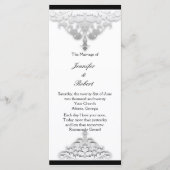 Wit Zwart en Zilver Damask Trouwprogramma Programmakaart (Voorkant)