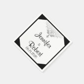 Wit Zwart en Zilver Damask Trouwservet Servetten (Hoek)
