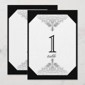 Wit zwart en zilver damast tafelnummer (Voorkant / Achterkant)