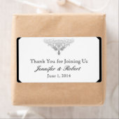 Wit Zwart en Zilver Damast Water Flessenetiket Etiket (Insitu)