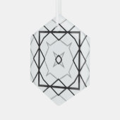Wit Zwart en Zilver Geometrisch patroon Glas Ornament (Voorkant links)