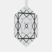 Wit Zwart en Zilver Geometrisch patroon Glas Ornament (Voorkant Rechts)