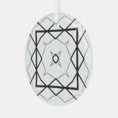 Wit Zwart en Zilver Geometrisch patroon Glas Ornament (Voorkant links)