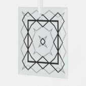 Wit Zwart en Zilver Geometrisch patroon Glas Ornament (Voorkant links)