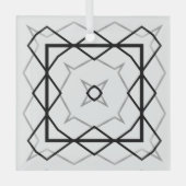 Wit Zwart en Zilver Geometrisch patroon Glas Ornament (Voorkant)