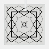 Wit Zwart en Zilver Geometrisch patroon Glas Ornament (Achterkant)