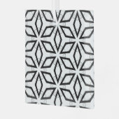 Wit Zwart en Zilver Geometrisch patroon Glas Ornament (Voorkant links)