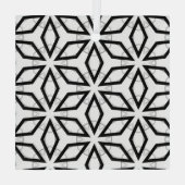 Wit Zwart en Zilver Geometrisch patroon Glas Ornament (Achterkant)