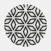 Wit Zwart en Zilver Geometrisch patroon Glas Ornament (Achterkant)