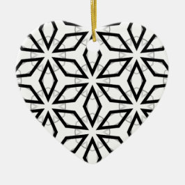 Wit Zwart en Zilver Geometrisch patroon Keramisch Ornament